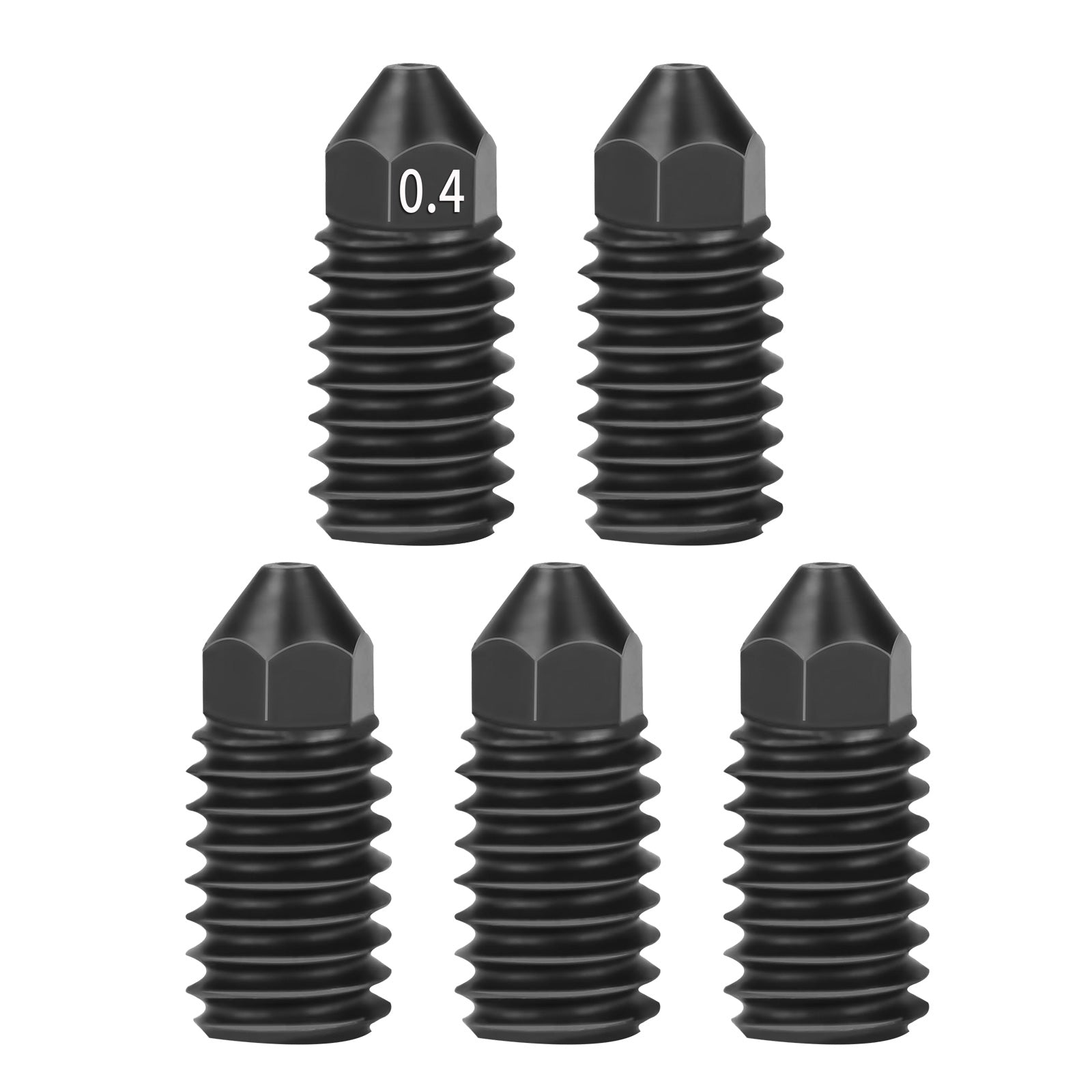 IdeaFormer 5 Pcs 0.4mm,0.6mm,0.8mm Hardened Steel Nozzle High Temperat