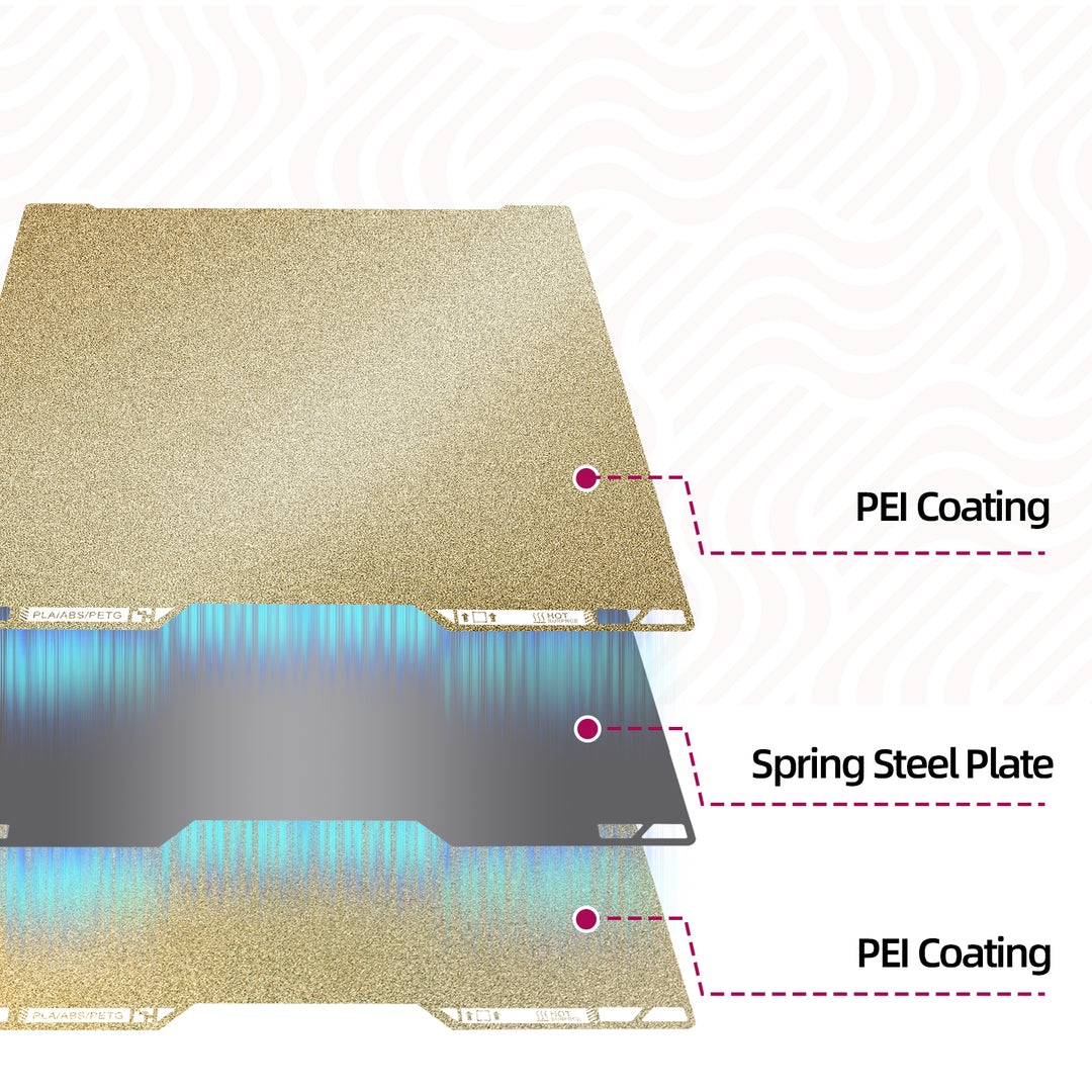 IdeaFormer Double-Sided Gold Textured PEI Spring Steel Build Plate with QR Code, 347×355mm for Bambu Lab H2D