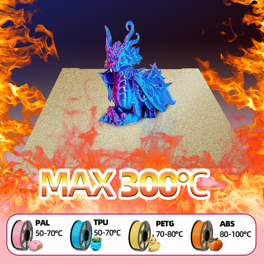 IdeaFormer Double-Sided Gold Textured PEI Spring Steel Build Plate with QR Code, 347×355mm for Bambu Lab H2D