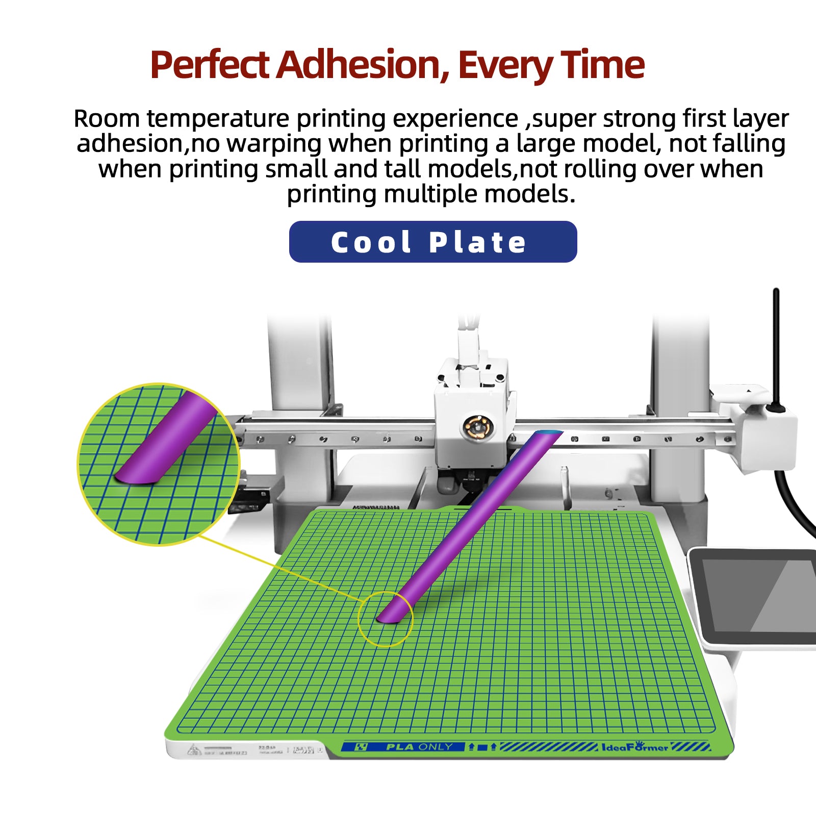 IdeaFormer Green Smooth Low-Temperature Build Plate, 257×257mm for Bam