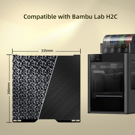 IdeaFormer Smooth Diamond PEO + Carbon Fiber PET Spring Steel Build Plate, 335×346mm For Bambu Lab H2C 3D Printer