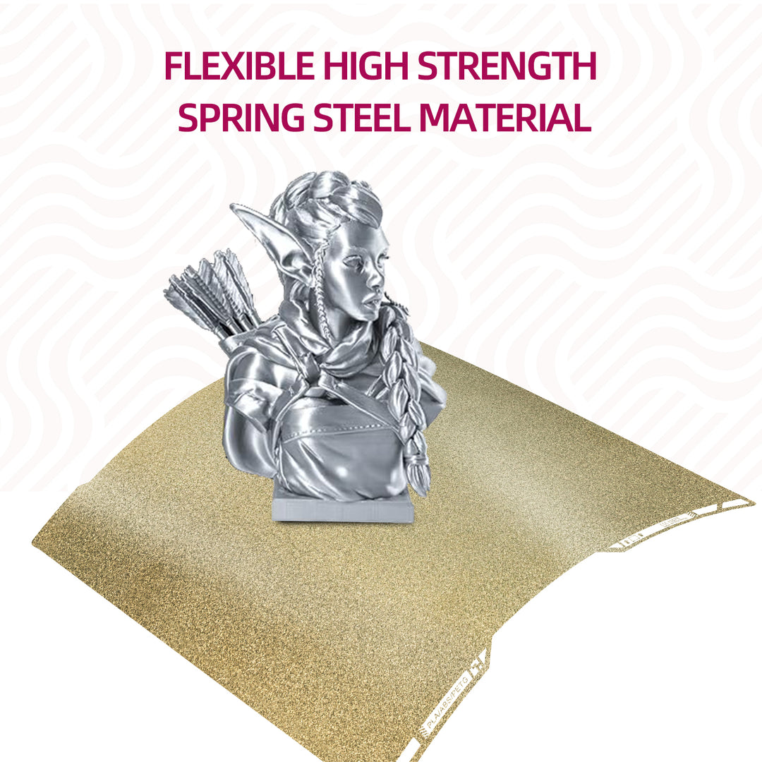 IdeaFormer Double-Sided Gold Textured PEI Spring Steel Build Plate with QR Code, 347×355mm for Bambu Lab H2D