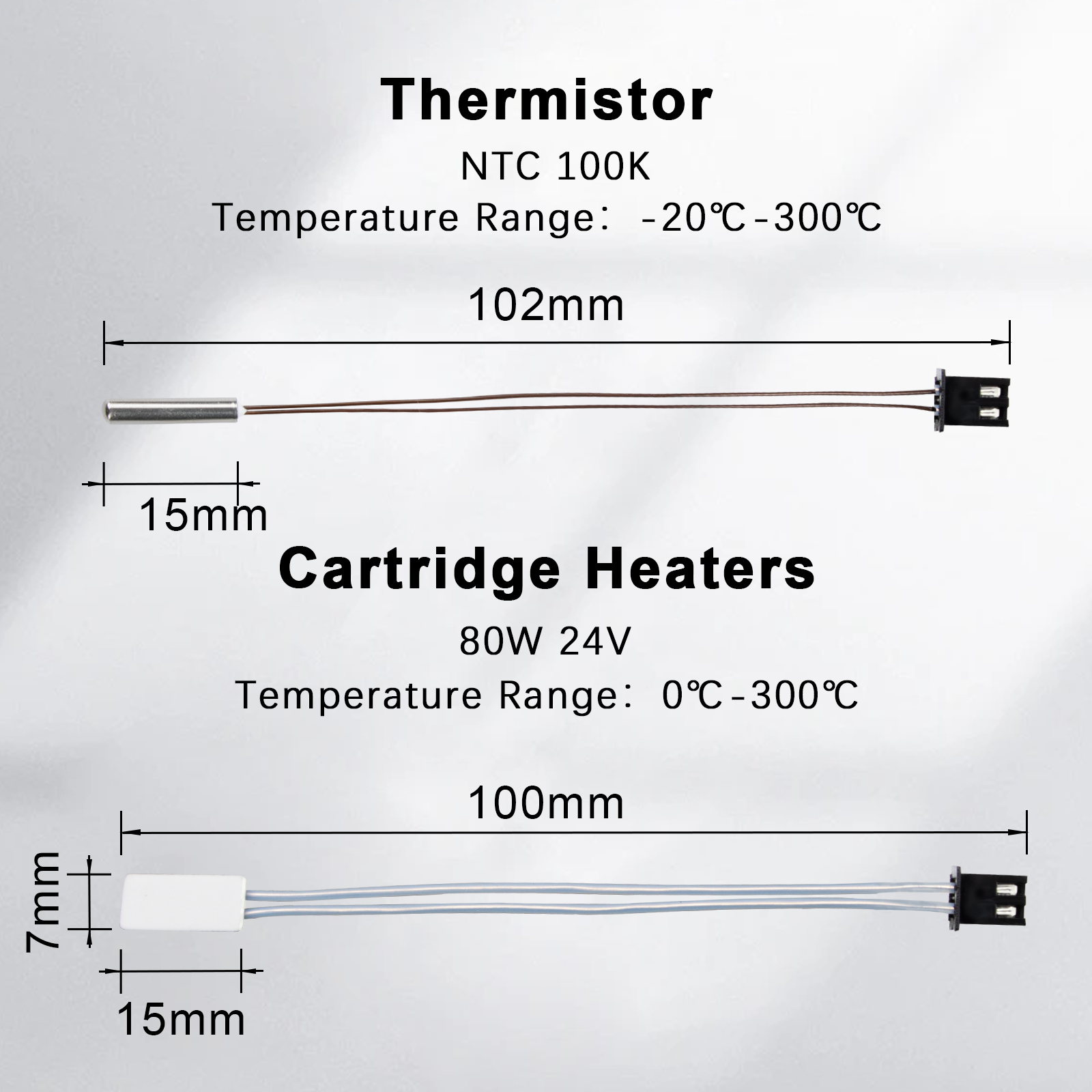 IdeaFormer 1 PCS 24V 80W heating Rod, 1 PCS thermistor High Temperature Sensor Kit, Quick Replacement Extruder Hotend Heating Element for IR3 V2 3D Printer
