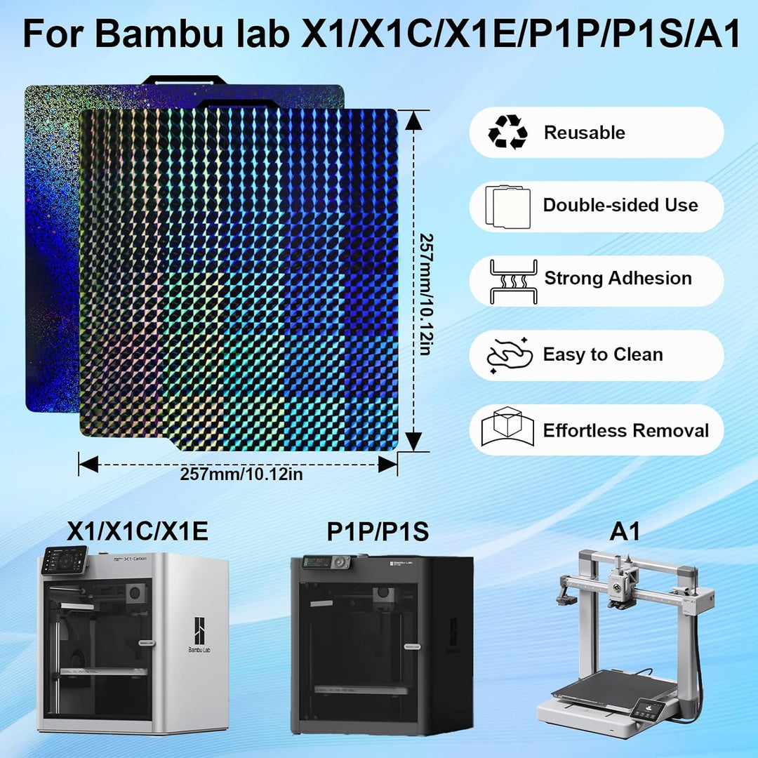 IdeaFormer Smooth Phantom H1H+Rainbow Starry PEY  Spring Steel Build Plate, 257×257mm for Bambu Lab X1 X1C X1E P1P P1S A1