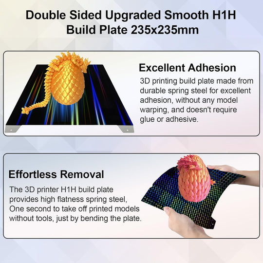 IdeaFormer Light Beam+Phantom H1H Spring Steel Build Plate, 235x235mm for Creality K1C/K1/SE/Ender 5 S1/Ender 3/Ender 3 Pro/Ender 3 V2/Ender 3 S1 Pro/Ender 3 Neo