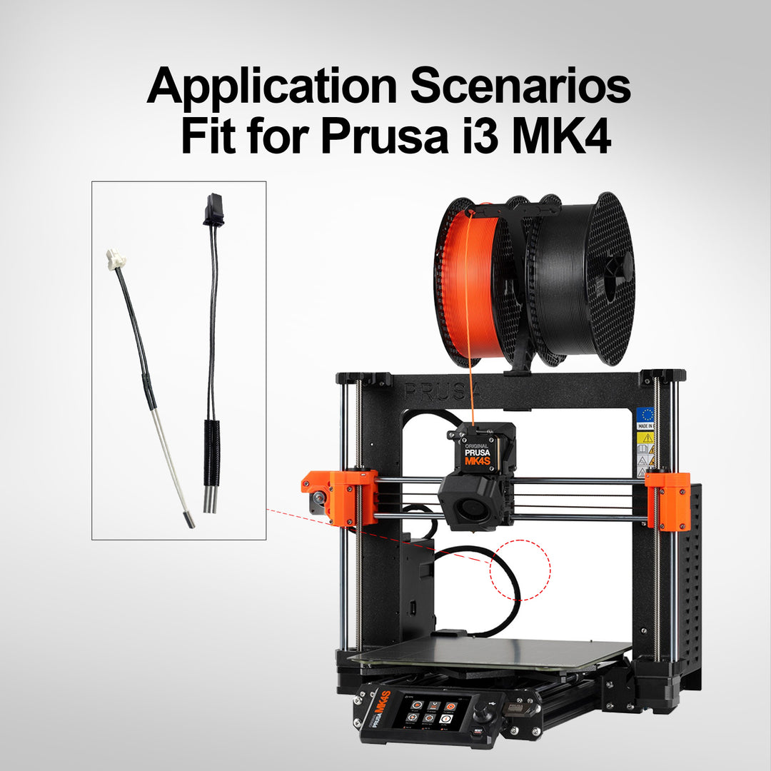 IdeaFormer Prusa i3 MK4 XL 3D Printer Heater Cartridge and Thermistor 24V 40W Kit, High Temperature Sensor of FDM 3D Printer Accessories Quick Replacement Extruder Hotend Parts Heating Tube Element