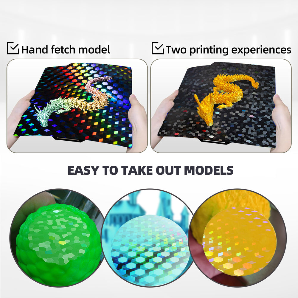 IdeaFormer Smooth Hew Glow + Water Cube PEG Spring Steel Build Plate, 257×257mm for Bambu Lab P1P P1S A1 X1 X1 Carbon