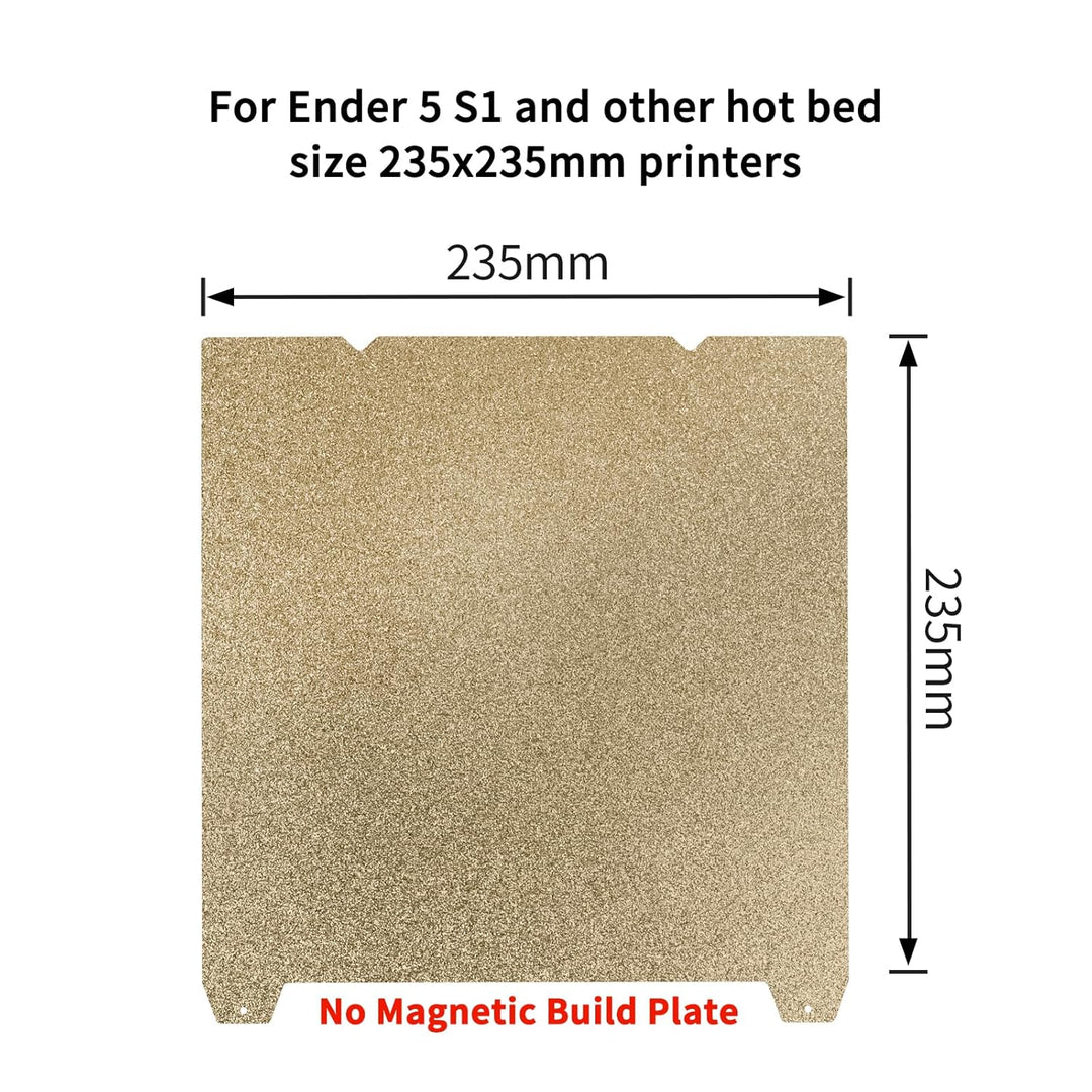 IdeaFormer Double Sided Textured Gold PEI Spring Steel Build Plate, 235x235mm for Creality K1C/K1/SE/Ender 5 S1/Ender 3/Ender 3 Pro/Ender 3 V2/Ender 3 S1 Pro/Ender 3 Neo