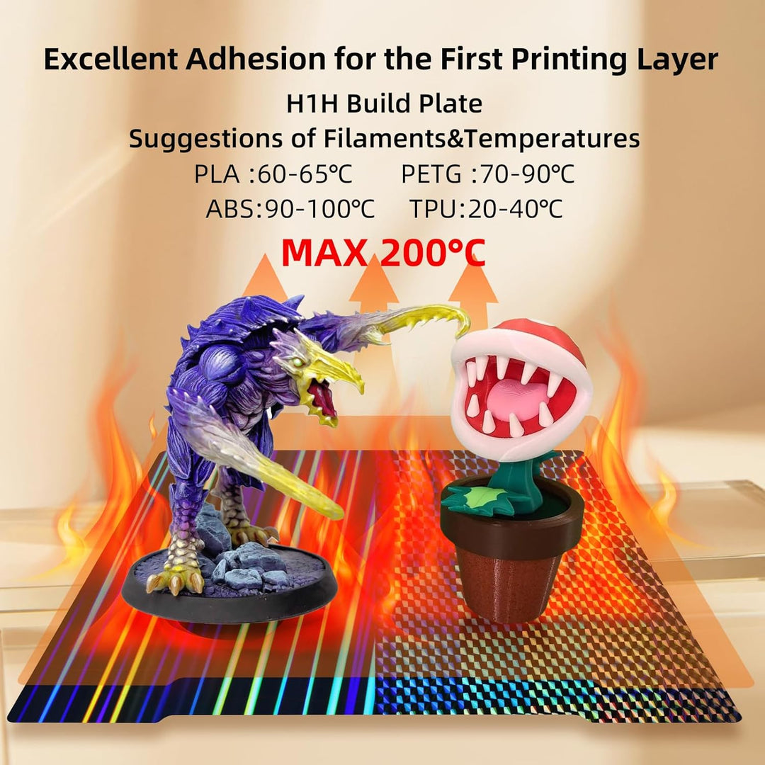 IdeaFormer Light Beam+Phantom H1H Spring Steel Build Plate,  241×253.8mm for Prusa I3 MK2 2.5S MK52 MK3S MK3S+ MK4 Core One