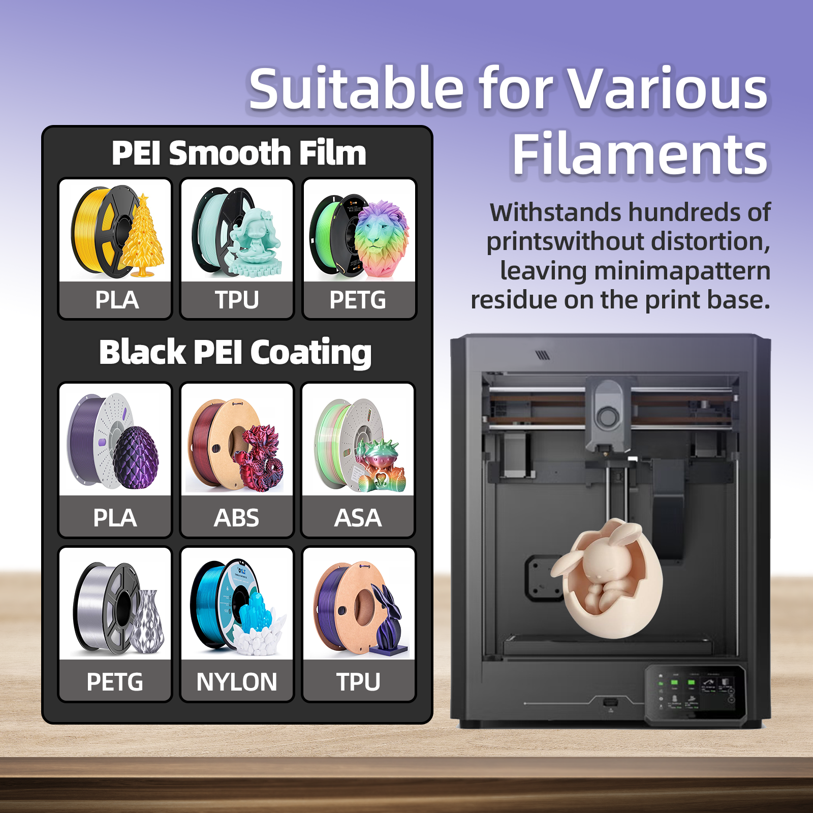 IdeaFormer Black Smooth PEI+Textured PEI Spring Steel Build Plate, 260×271mm for Elegoo Centauri Carbon