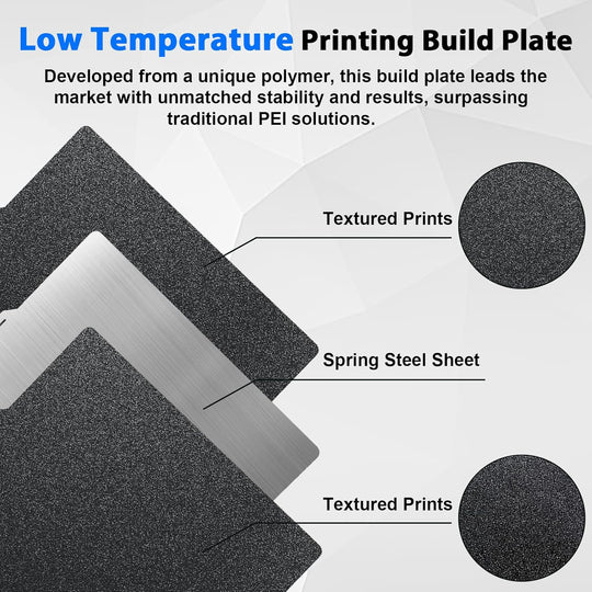 IdeaFormer Double-Sided Black Textured PEI Low-Temperature Build Plate with QR Code, 257x257mm for Bambu Lab P1P/P1S/X1C/X1/X1E/A1