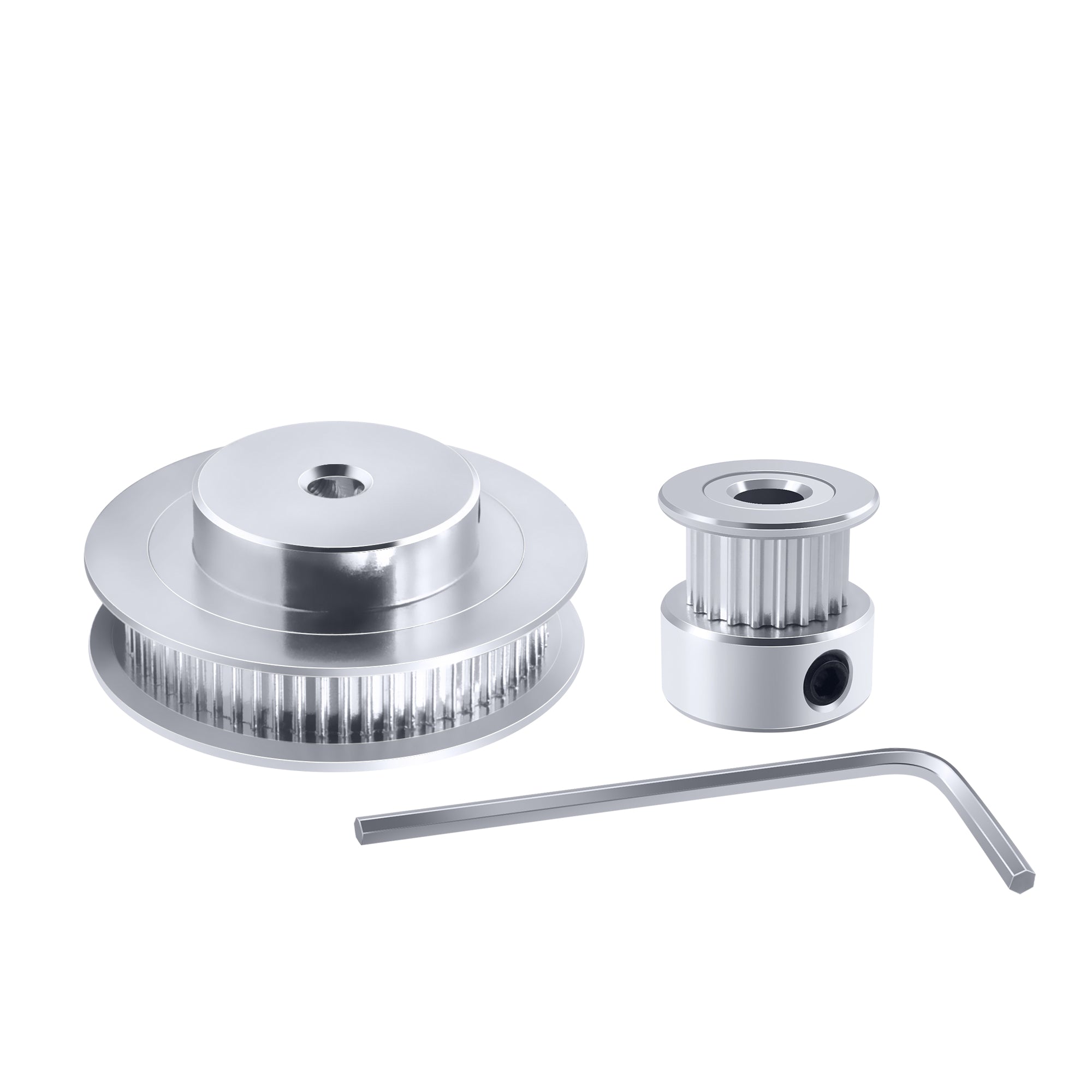 1 PC 60-tooth Timing pulley gears + 1 PC 20-tooth Timing  pulley gears+ 1PC timing belt + 1 piece of 2.0 hexagon wrench