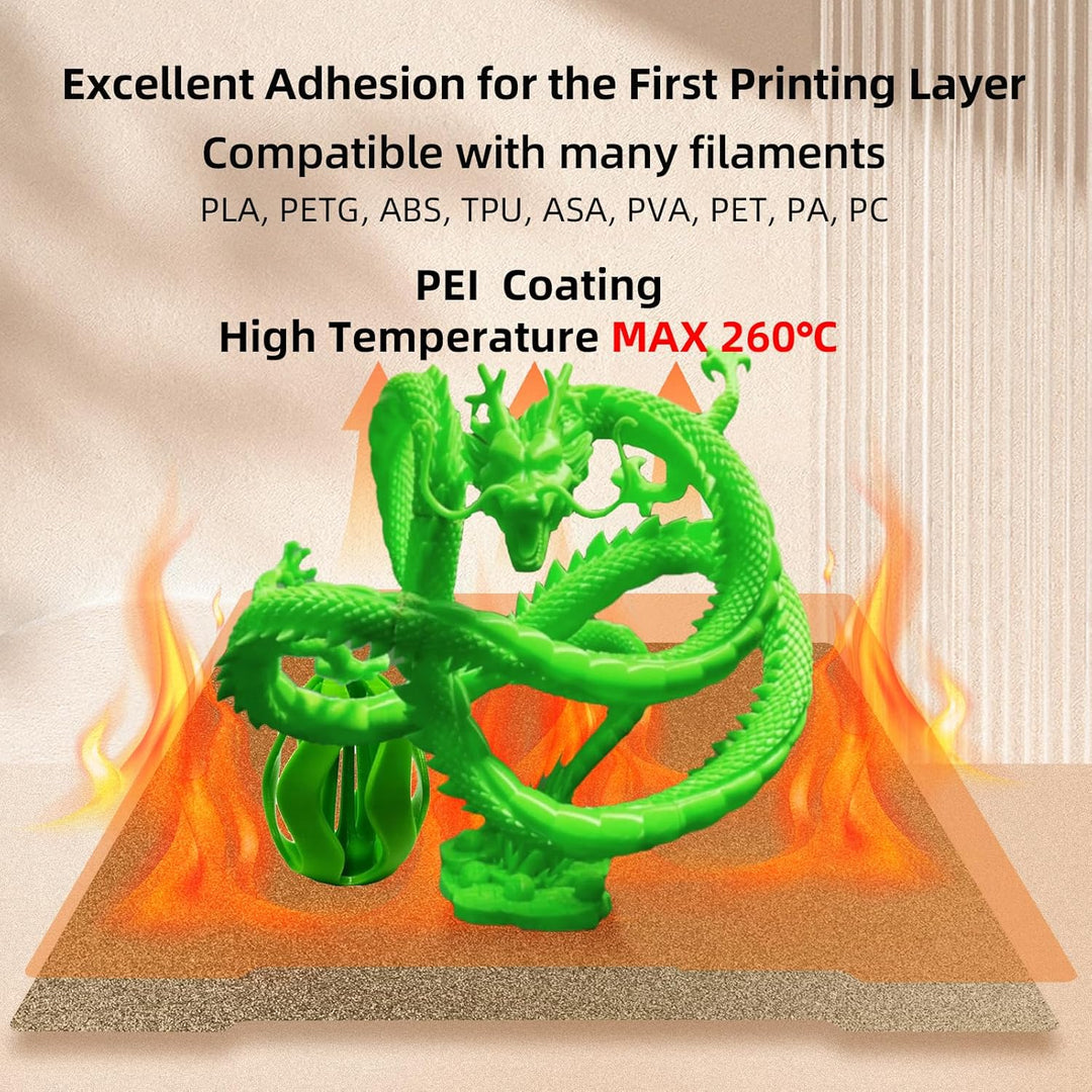 IdeaFormer Double-Sided Gold Textured PEI Spring Steel Build Plate,  241×253.8mm for Prusa I3 MK2 2.5S MK52 MK3S MK3S+ MK4 Core One