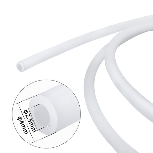 IdeaFormer PTFE Teflon Tubing 1m, 2.5mm ID × 4mm OD PTFE Teflon Tube Fits Direct Drive Extruder 3D Printer, for Bambu Lab A1/A1 mini/P1P/P1S/X1C, for Creality K1/K1 Max/Ender 3 V3 (White)