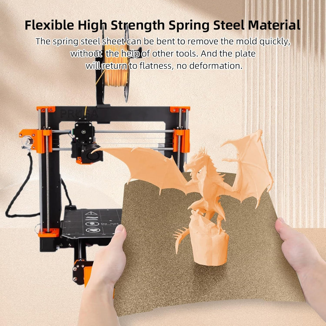 IdeaFormer Double-Sided Gold Textured PEI Spring Steel Build Plate,  241×253.8mm for Prusa I3 MK2 2.5S MK52 MK3S MK3S+ MK4 Core One