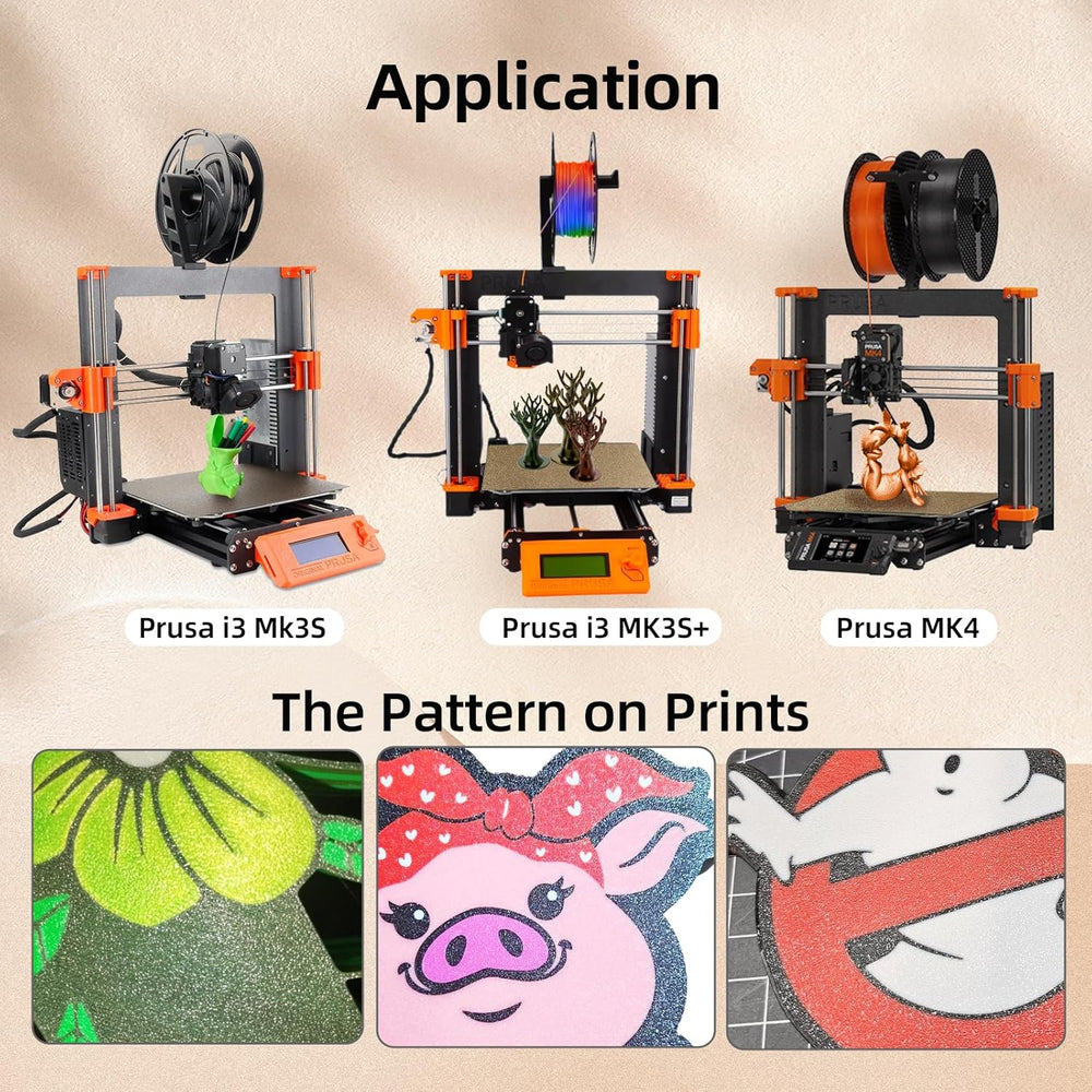 IdeaFormer Double-Sided Gold Textured PEI Spring Steel Build Plate,  241×253.8mm for Prusa I3 MK2 2.5S MK52 MK3S MK3S+ MK4 Core One