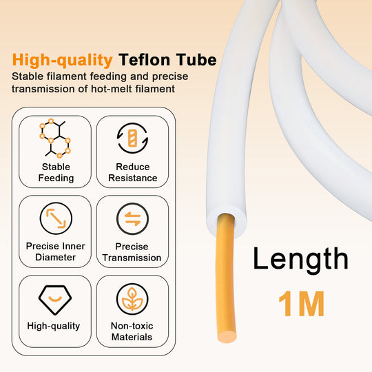 IdeaFormer PTFE Teflon Tubing 1m, 2.5mm ID × 4mm OD PTFE Teflon Tube Fits Direct Drive Extruder 3D Printer, for Bambu Lab A1/A1 mini/P1P/P1S/X1C, for Creality K1/K1 Max/Ender 3 V3 (White)