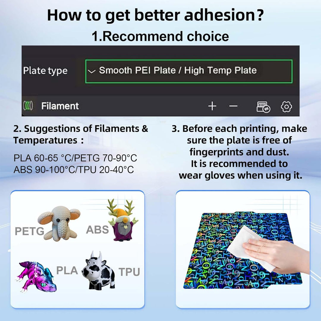 IdeaFormer Digit+Letter PEN Spring Steel Build Plate, 257×257mm for Bambu Lab X1 X1C X1E P1P P1S A1