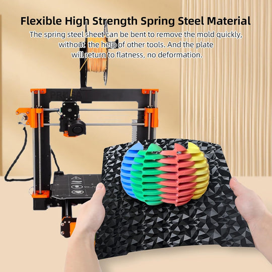 IdeaFormer Smooth Diamond PEO+Gold Textured PEI Spring Steel Build Plate,  241×253.8mm for Prusa I3 MK2 2.5S MK52 MK3S MK3S+ MK4 Core One