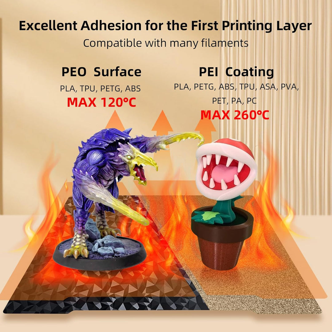 IdeaFormer Smooth Diamond PEO+Gold Textured PEI Spring Steel Build Plate,  241×253.8mm for Prusa I3 MK2 2.5S MK52 MK3S MK3S+ MK4 Core One