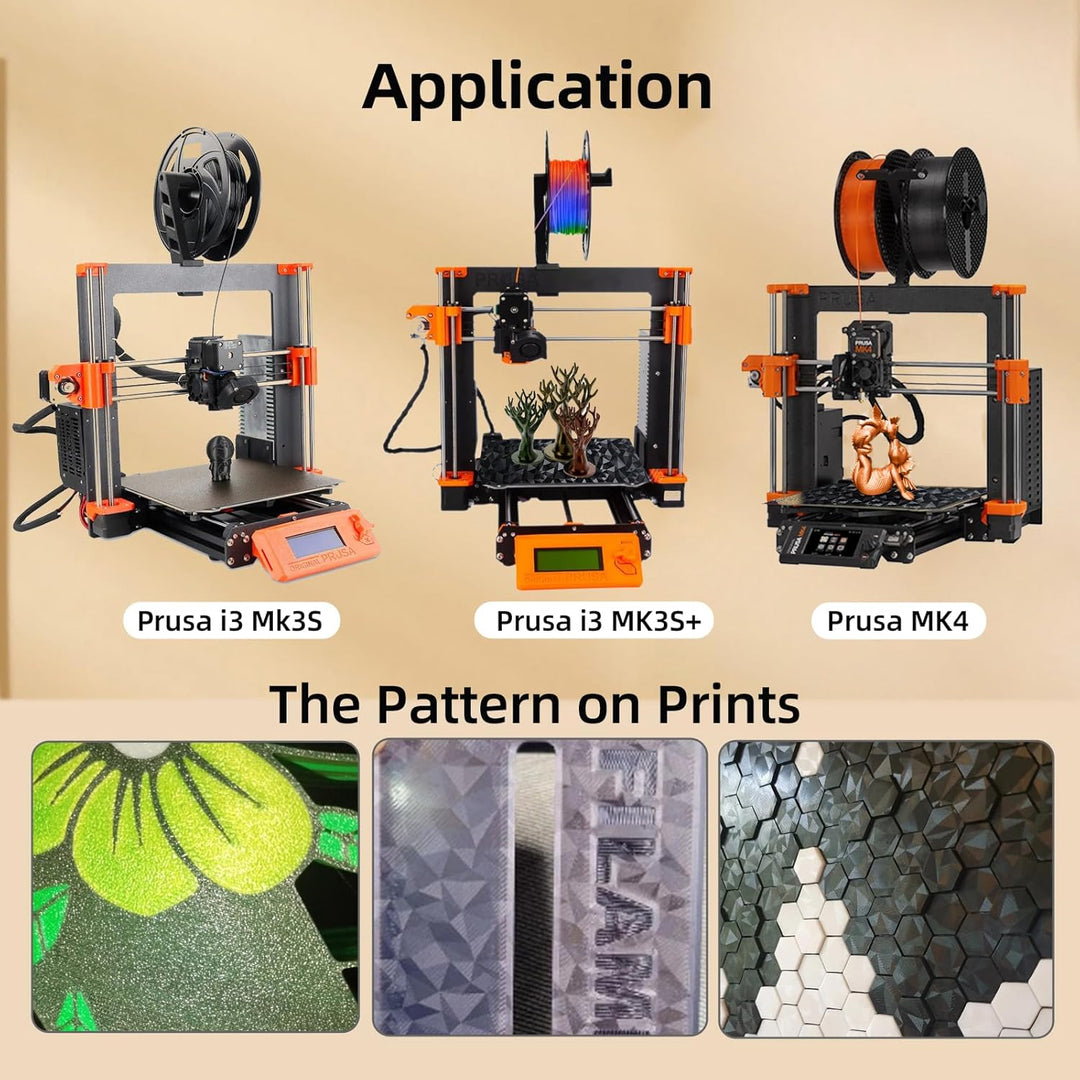 IdeaFormer Smooth Diamond PEO+Gold Textured PEI Spring Steel Build Plate,  241×253.8mm for Prusa I3 MK2 2.5S MK52 MK3S MK3S+ MK4 Core One