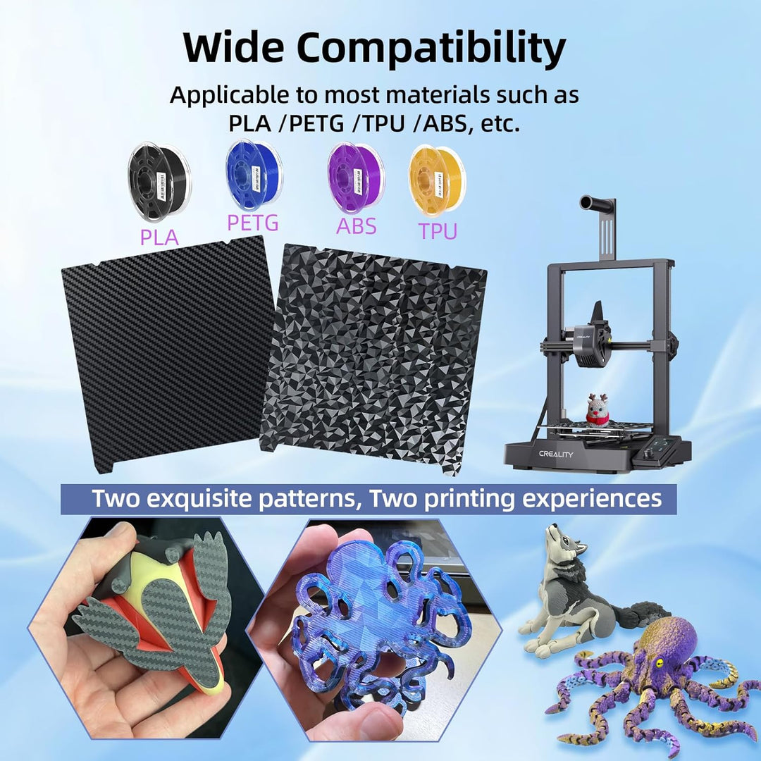 IdeaFormer Diamond PEO+Carbon Fiber PET Spring Steel Build Plate with Magnetic Plate, 235×235mm for Creality K1/K1 SE/K1C/Ender 3 S1/Ender 3 S1 Pro/Ender 5 S1/Ender 3 V3 SE/KE/Ender 3 V2/Neo