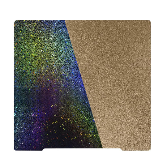 IdeaFormer Smooth Rainbow Starry PEY+Gold Textured PEI Spring Steel Build Plate, 241×253.8mm for Prusa I3 MK2 2.5S MK52 MK3S MK3S+ MK4 Core One