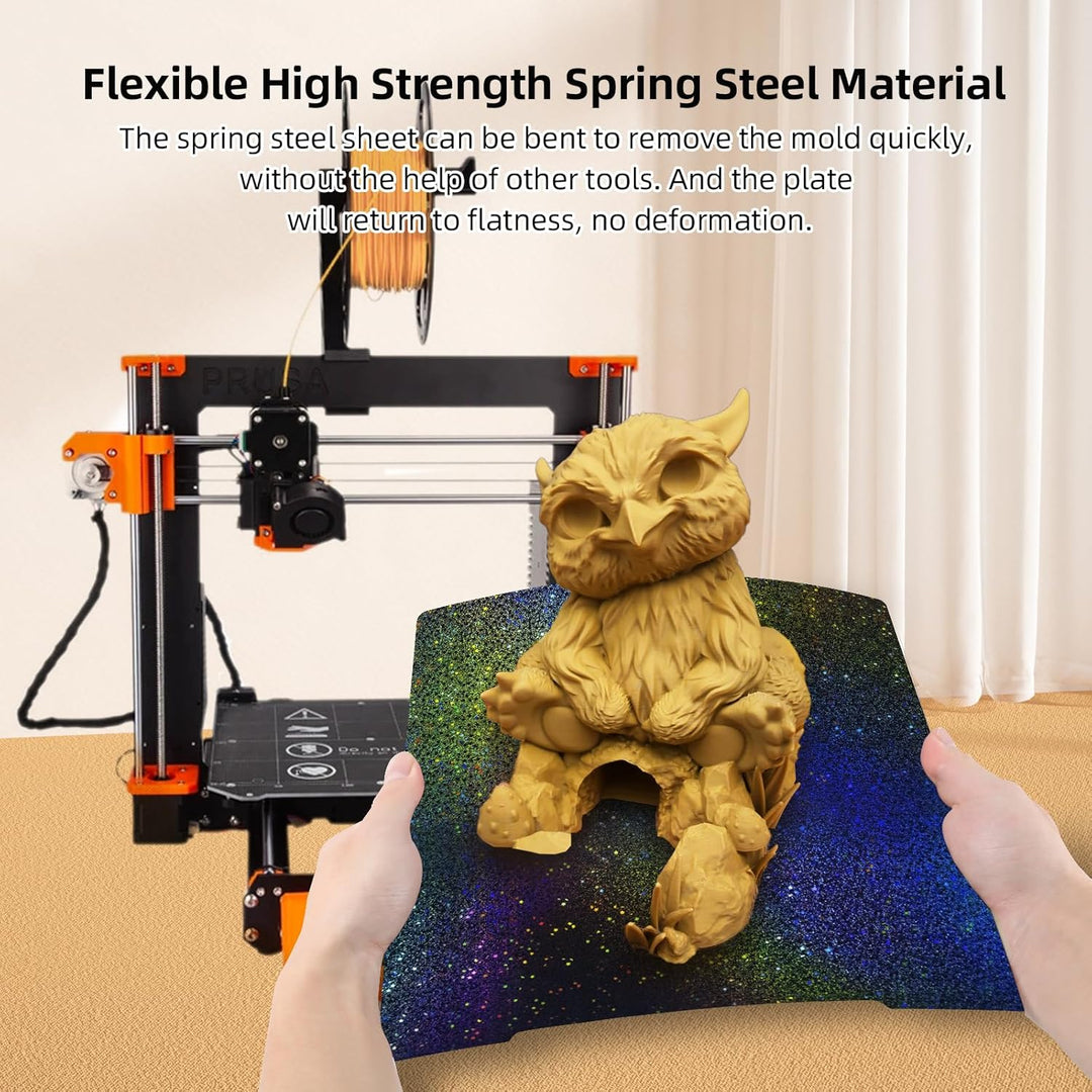 IdeaFormer Smooth Rainbow Starry PEY+Gold Textured PEI Spring Steel Build Plate, 241×253.8mm for Prusa I3 MK2 2.5S MK52 MK3S MK3S+ MK4 Core One