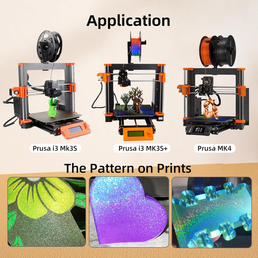 IdeaFormer Smooth Rainbow Starry PEY+Gold Textured PEI Spring Steel Build Plate, 241×253.8mm for Prusa I3 MK2 2.5S MK52 MK3S MK3S+ MK4 Core One