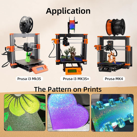 IdeaFormer Smooth Rainbow Starry PEY+Gold Textured PEI Spring Steel Build Plate, 241×253.8mm for Prusa I3 MK2 2.5S MK52 MK3S MK3S+ MK4 Core One