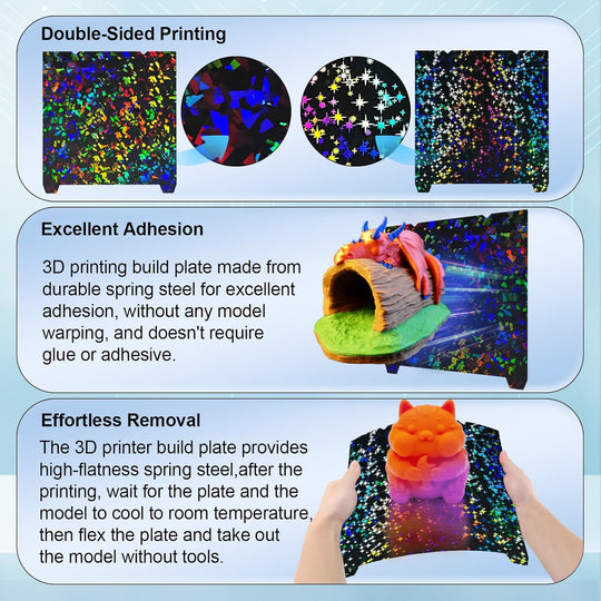 IdeaFormer Rainbow Confetti PEF+Galaxy PEY Spring Steel Build Plate, 315×310mm for Creality K1 Max/Ender 3 V3 Plus