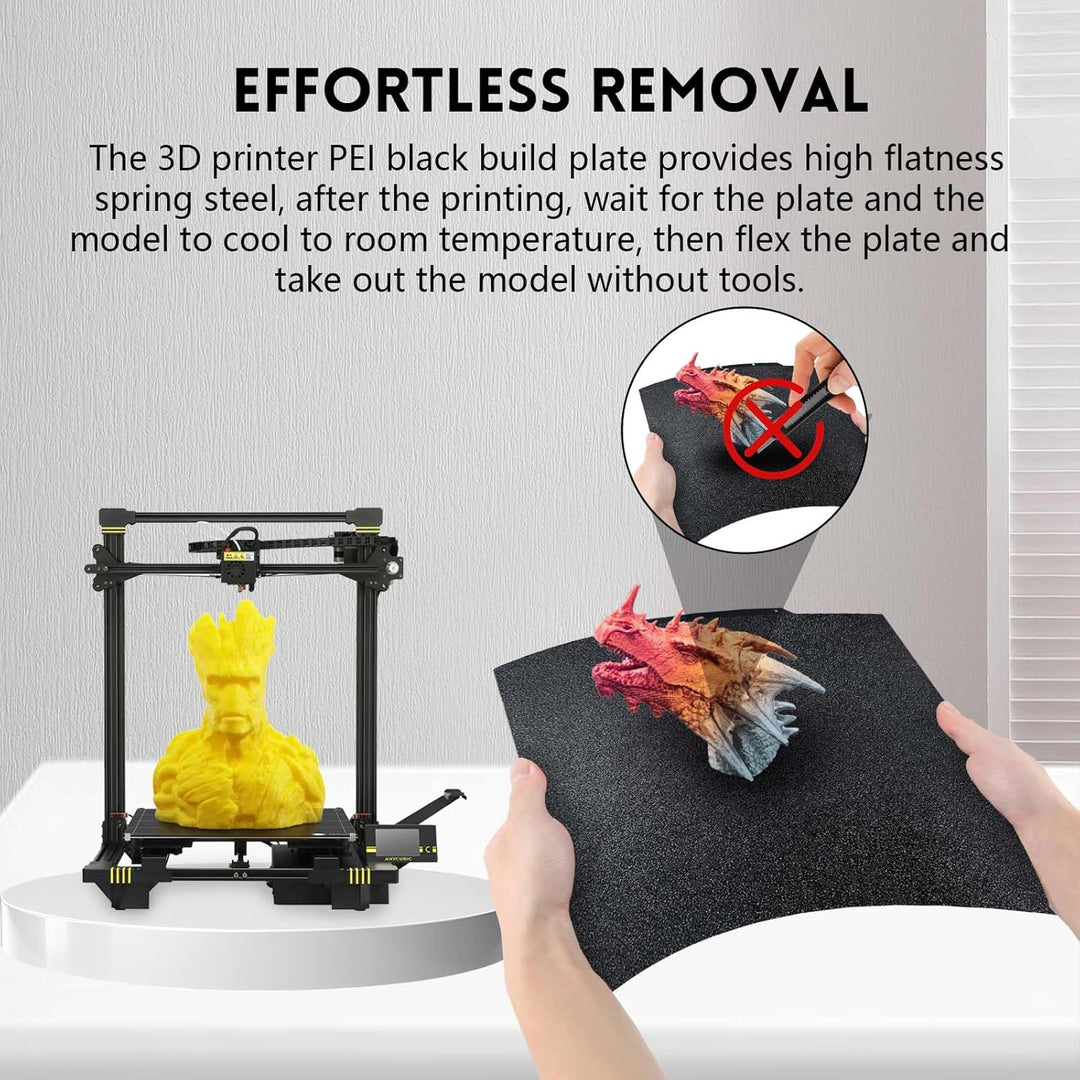 IdeaFormer Double-Sided Black Textured PEI Spring Steel Build Plate, 410×410mm for Anycubic Chiron for Voron 400/CR-10 S4/CR-6 Max/RepRap X400/T-REX/2+/T-Rex 3.0/Raptor 2