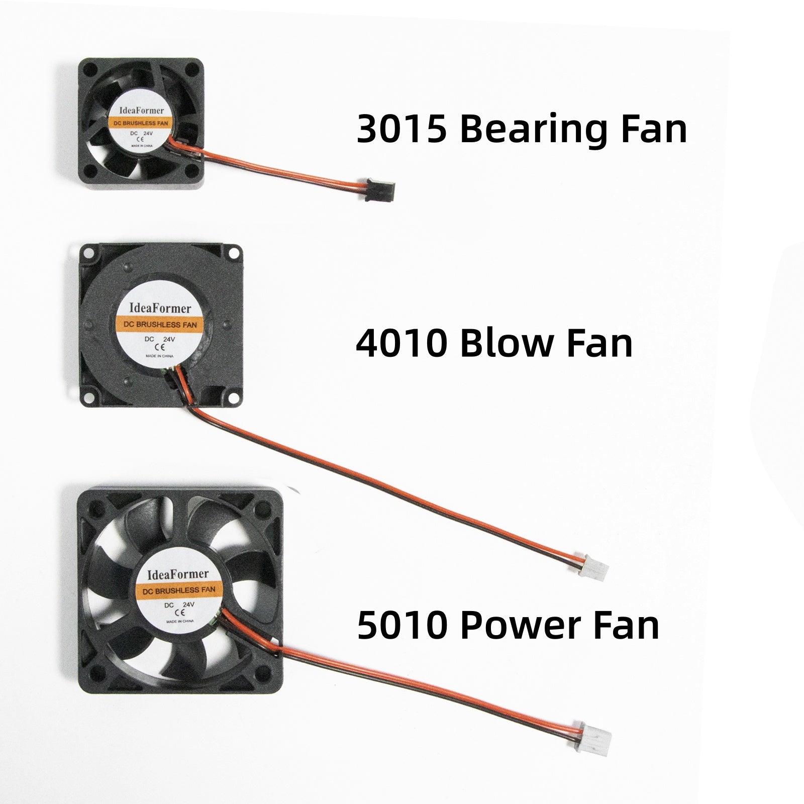 IdeaFormer IR3 V2 3Dプリンター オリジナル 5010 パワーファン/4010 ブローファン/3015 ベアリングファン、24V パワーファン、24V エクストルーダーホットエンドファン、および 24V ターボファン (IR3 V2 3Dプリンター用)