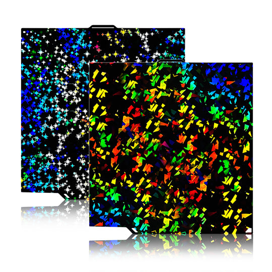 IdeaFormer Smooth Rainbow Confetti PEF+Galaxy PEY Spring Steel Build plate, 260×271mm for Elegoo Centauri Carbon
