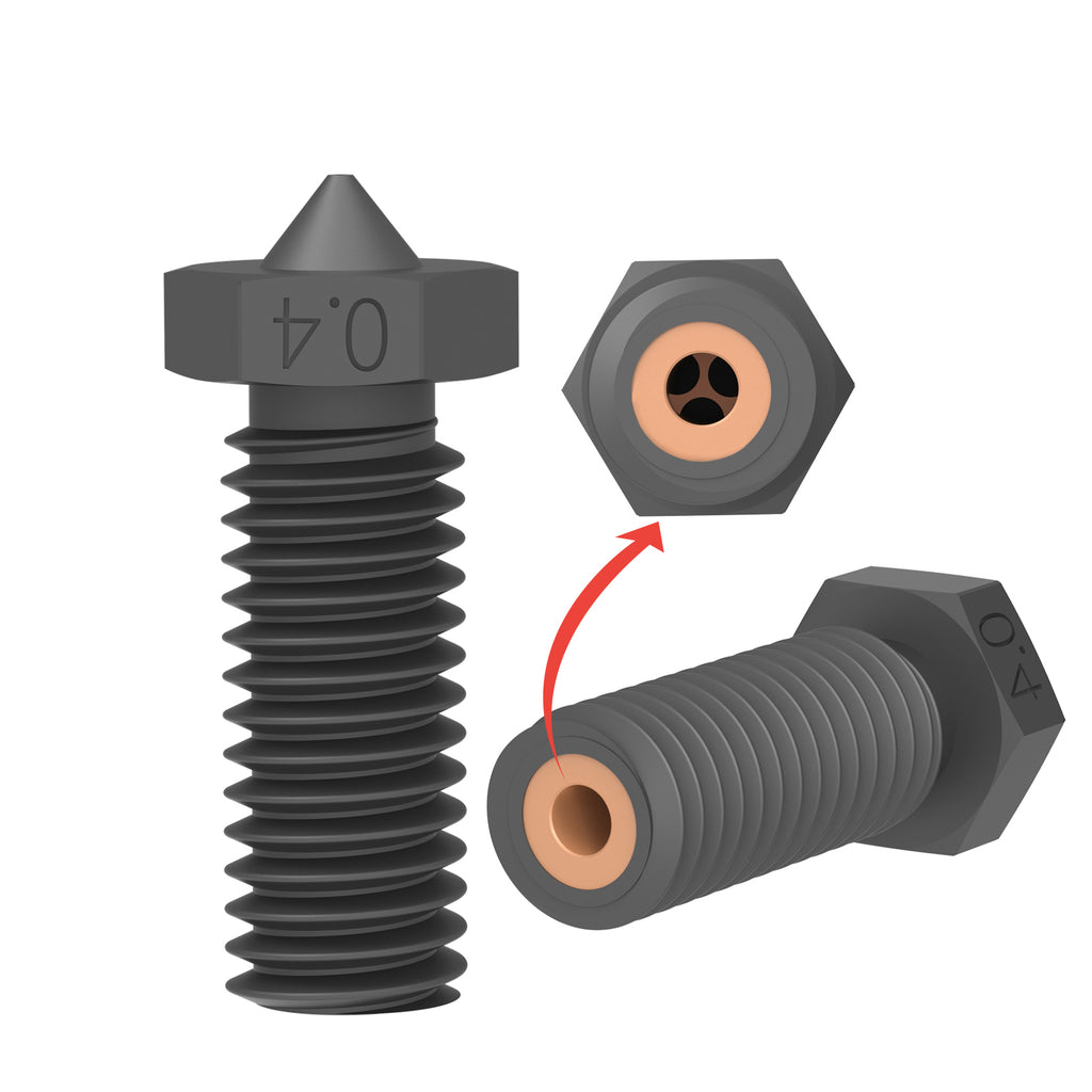 BROZZL Volcano 1,75 Mm Düse Aus Gehärtetem Stahl – 0,6 Mm Durchmesser, Passend Für E3D Volcano & Artillery Sidewinder X1 – Ideal Für Abrasive Filamente (Carbon, Holz, Glow)