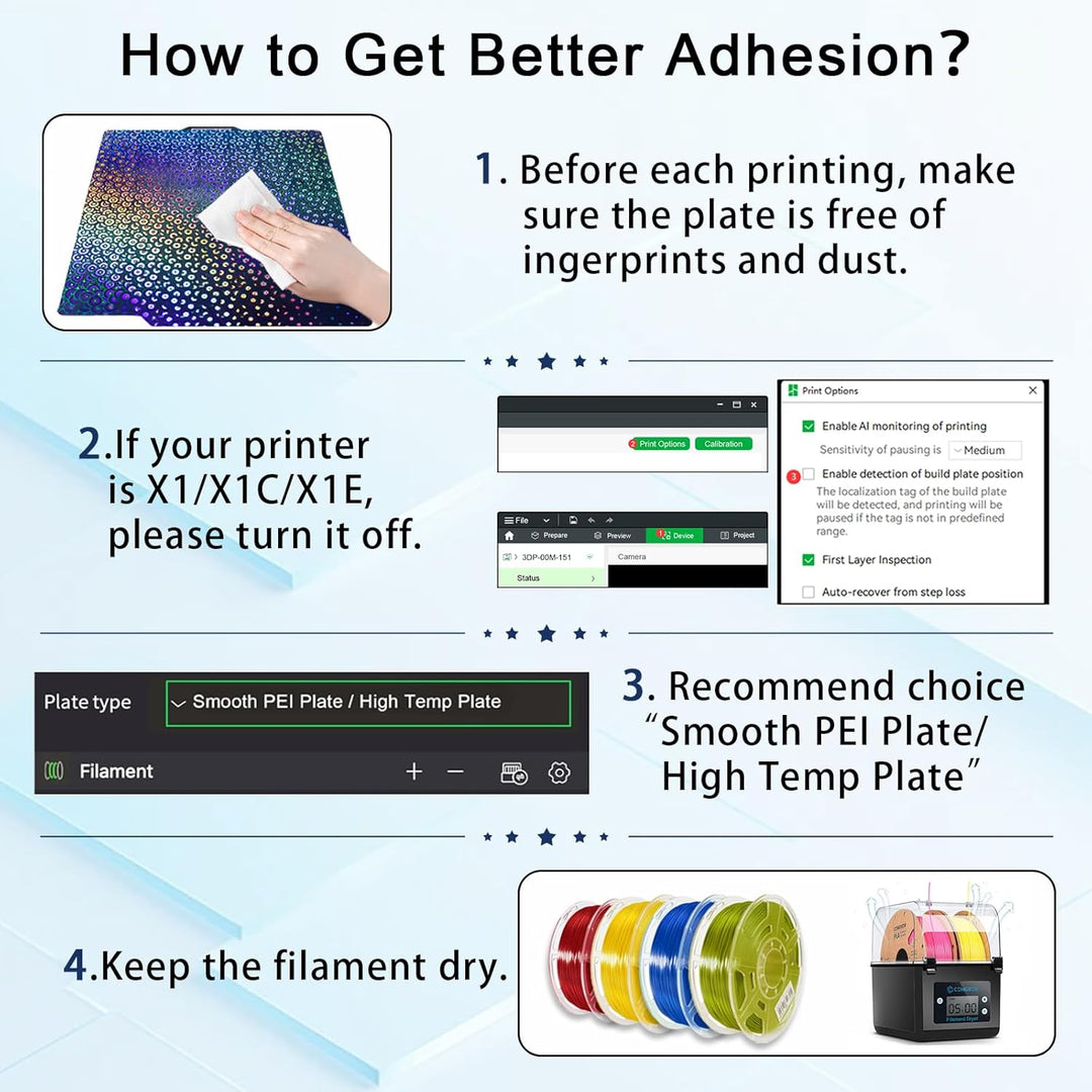 IdeaFormer Smooth Rainbow Circles+Kaleidoscope PEK Spring Steel Build Plate, 257x257mm for Bambu Lab P1P/P1S/X1C/X1/X1E/A1