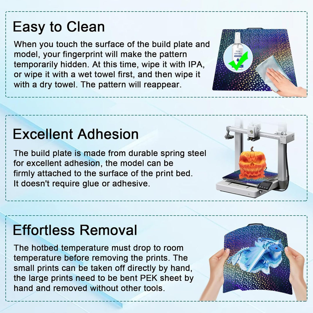 IdeaFormer Smooth Rainbow Circles+Kaleidoscope PEK Spring Steel Build Plate, 257x257mm for Bambu Lab P1P/P1S/X1C/X1/X1E/A1