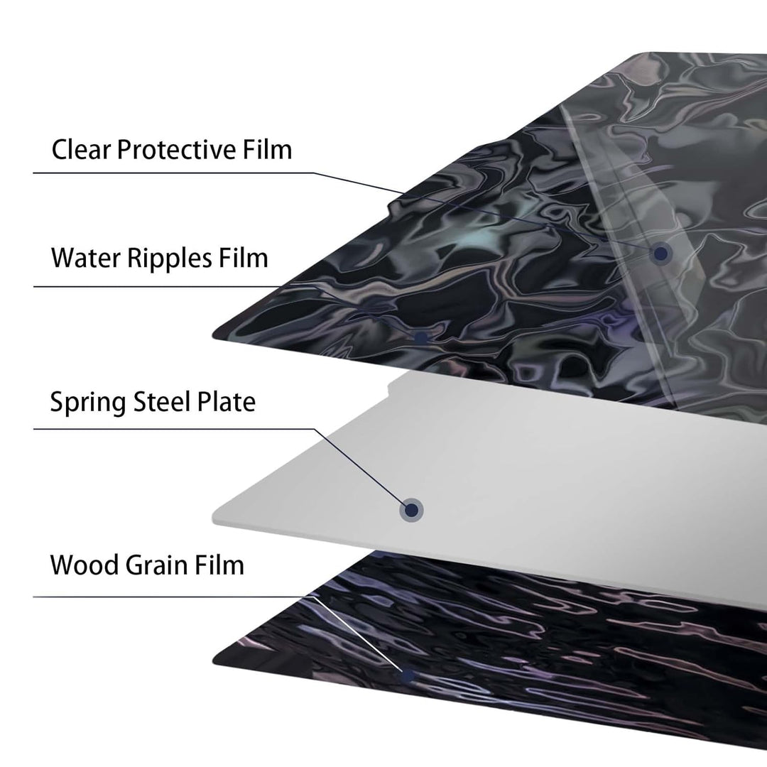 IdeaFormer Water Ripples+Wood Grain PER Spring Steel Build Plate, 257×257mm for Bambu Lab X1 X1C X1E P1P P1S A1