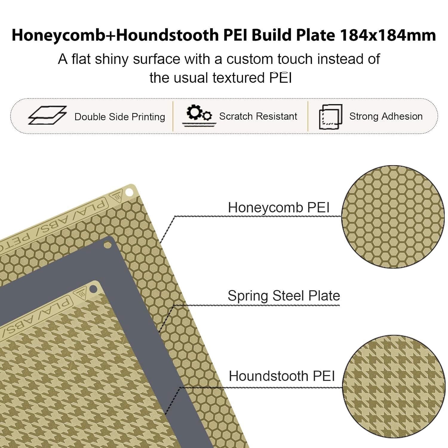 IdeaFormer Houndstooth+Honeycomb PEI Spring Steel Build Plate, 184×184