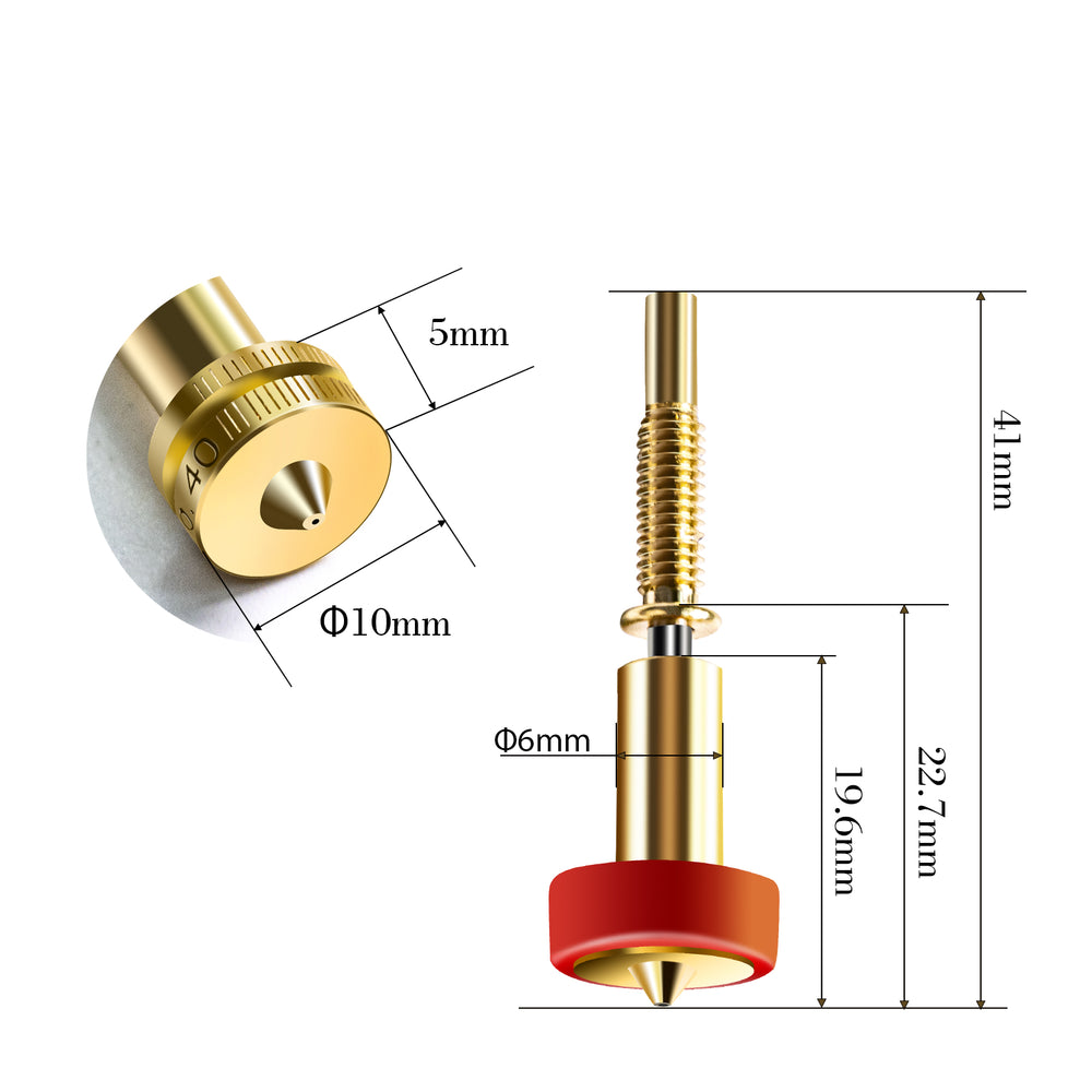 IdeaFormer 3Pcs Rapid Change Revo Brass Nozzle 0.4mm, Extruder Nozzles 3D Printer E3D Nozzles High Temperature Pointed Wear Resistant for H2 V2S REVO