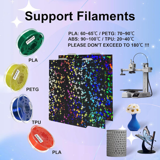 IdeaFormer Rainbow Confetti PEF+Galaxy PEY Spring Steel Build Plate, 184×184mm for Bambu Lab A1 MIni