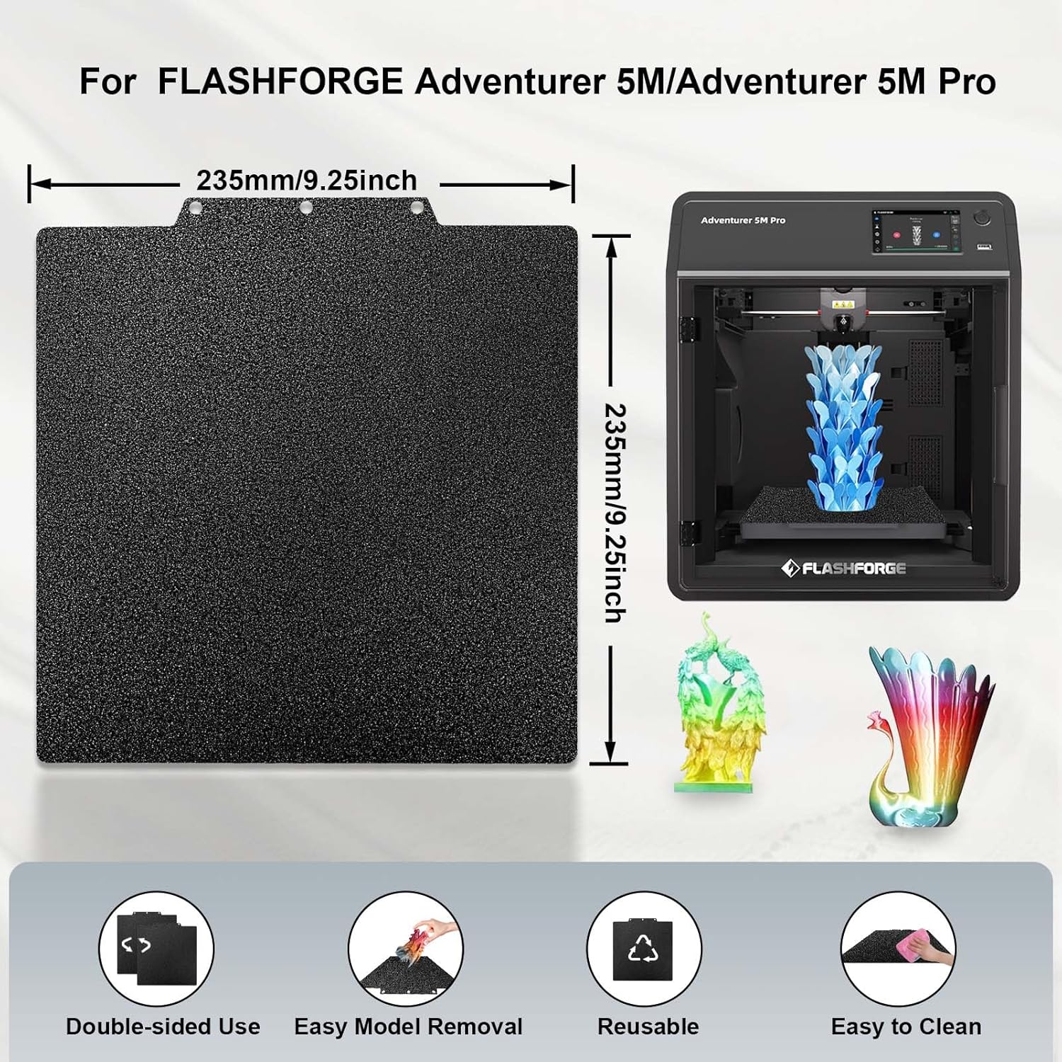 IdeaFormer Double-Sided Textured Black PEI Spring Steel Build Plate, 2