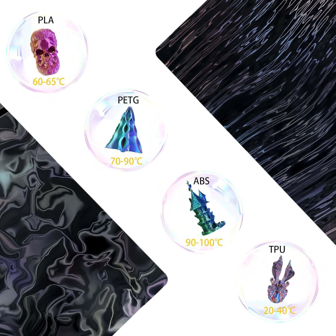 IdeaFormer Water Ripples+Wood Grain PER Spring Steel Build Plate, 257×257mm for Bambu Lab X1 X1C X1E P1P P1S A1