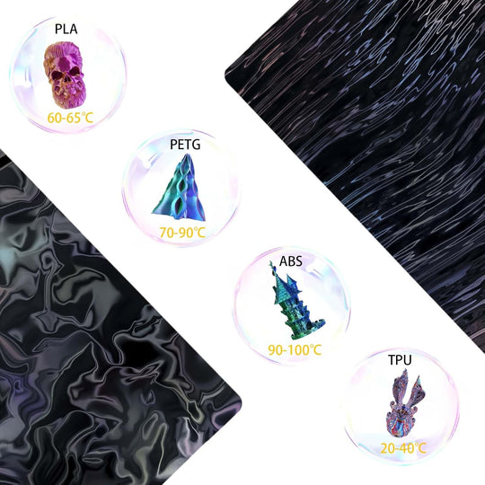 IdeaFormer Water Ripples+Wood Grain PER Spring Steel Build Plate, 257×257mm for Bambu Lab X1 X1C X1E P1P P1S A1