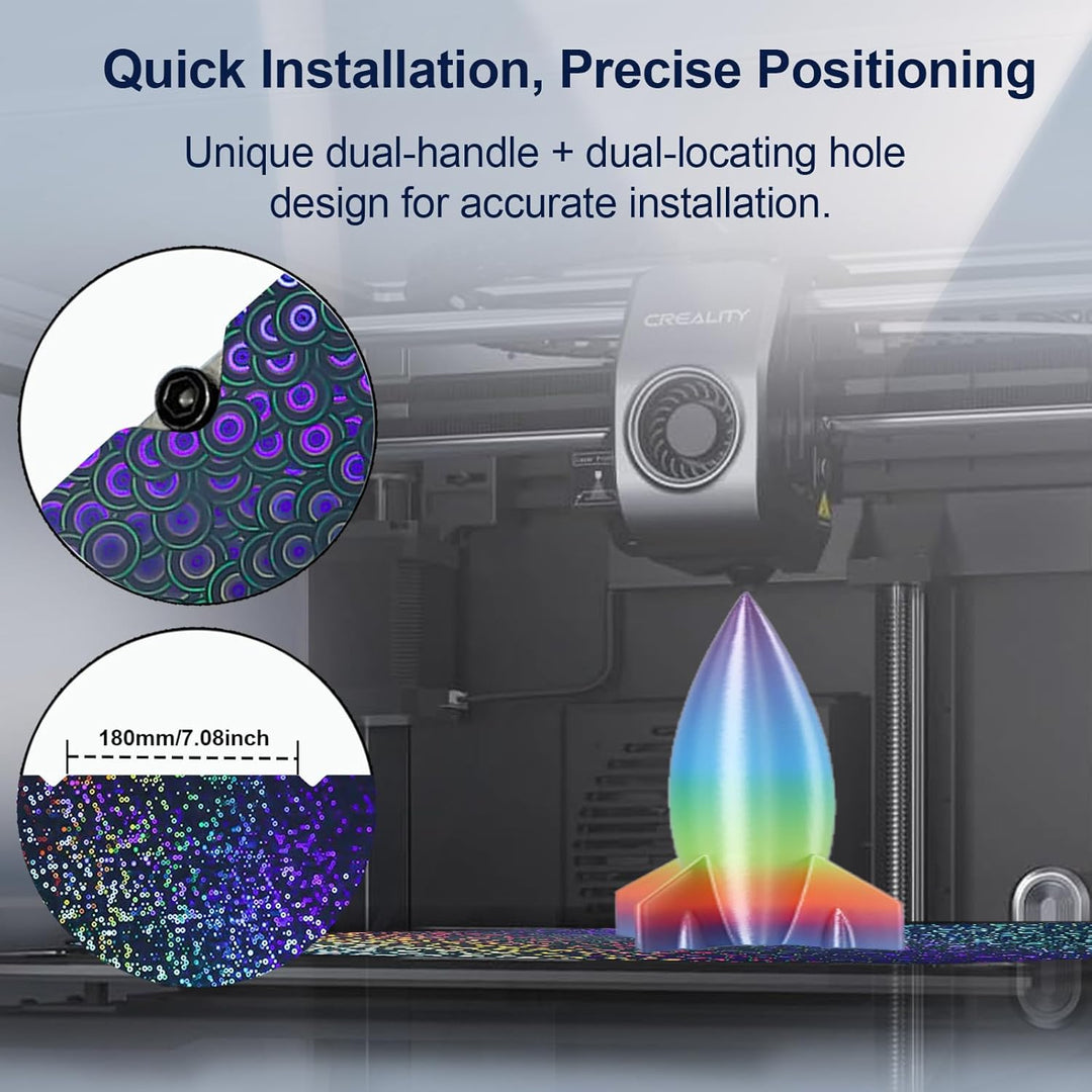 IdeaFormer Smooth Rainbow Circles + Kaleidoscope PEK Spring Steel Build Plate, 315×310mm for Creality K1 Max/Ender 3 V3 Plus