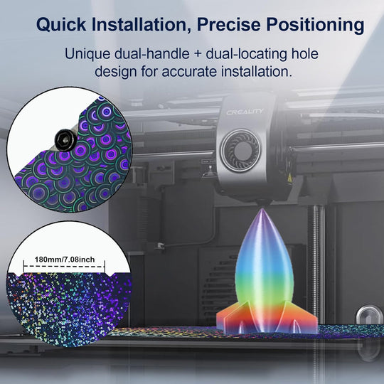 IdeaFormer Smooth Rainbow Circles + Kaleidoscope PEK Spring Steel Build Plate, 315×310mm for Creality K1 Max/Ender 3 V3 Plus