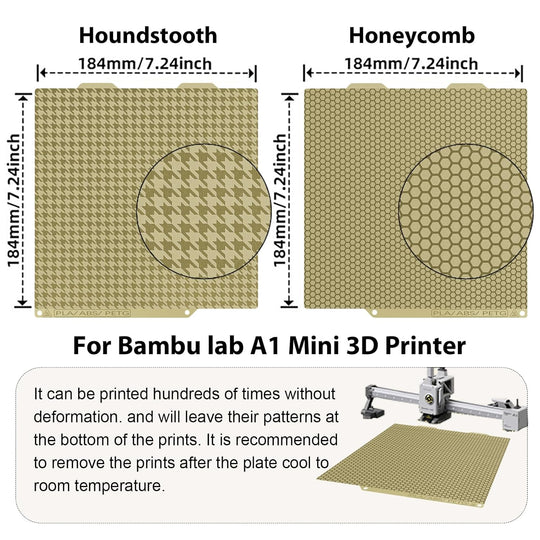 IdeaFormer Houndstooth+Honeycomb PEI Spring Steel Build Plate, 184×184mm for Bambu Lab A1 MIni