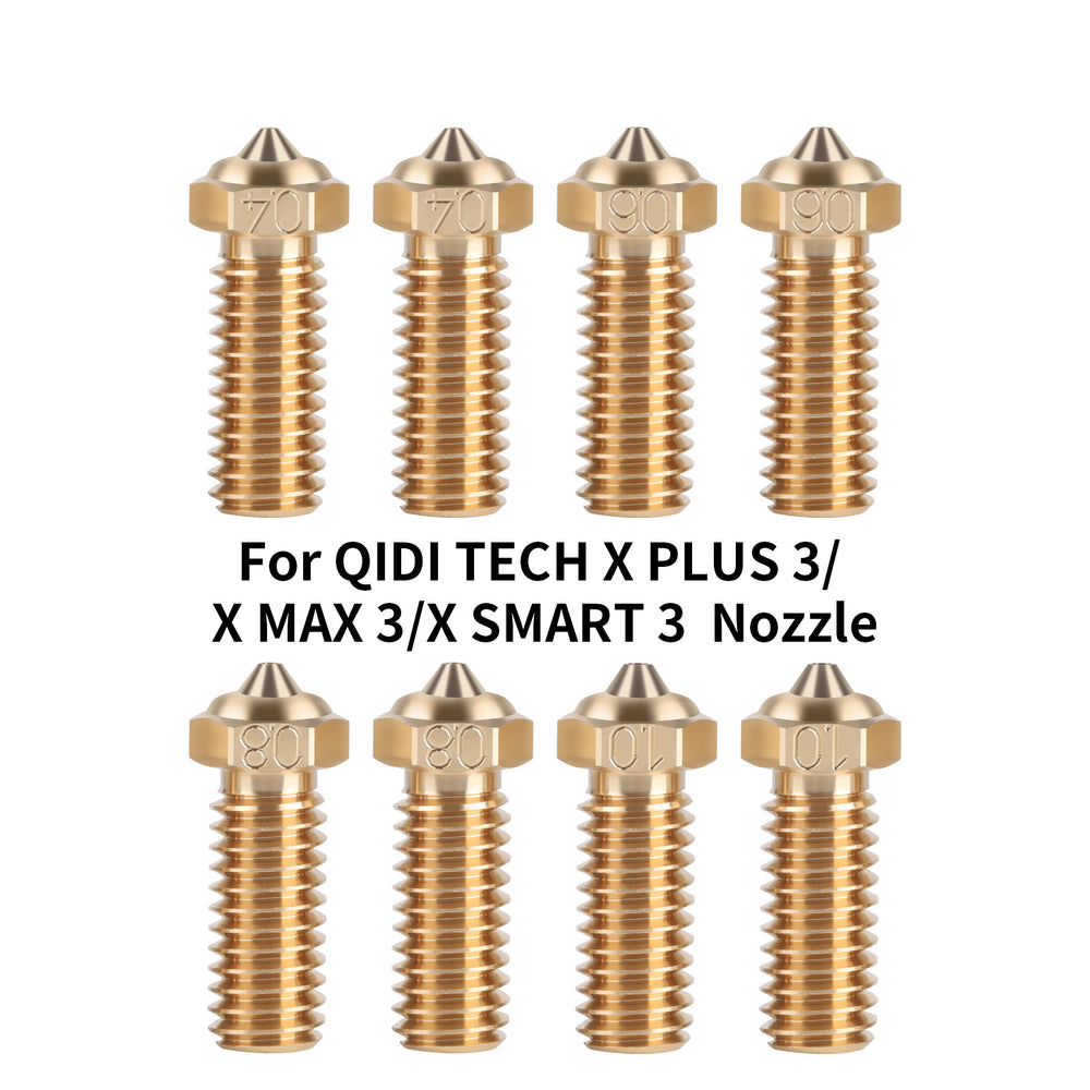 Iderformer 5PCS Brass Nozzles for X-PLUS3, 3D Printer Parts High Speed 0.4/0.6/0.8/1.0mm Brass Nozzles Kit for QIDI X-SMART3/X-PLUS3/X-MAX3