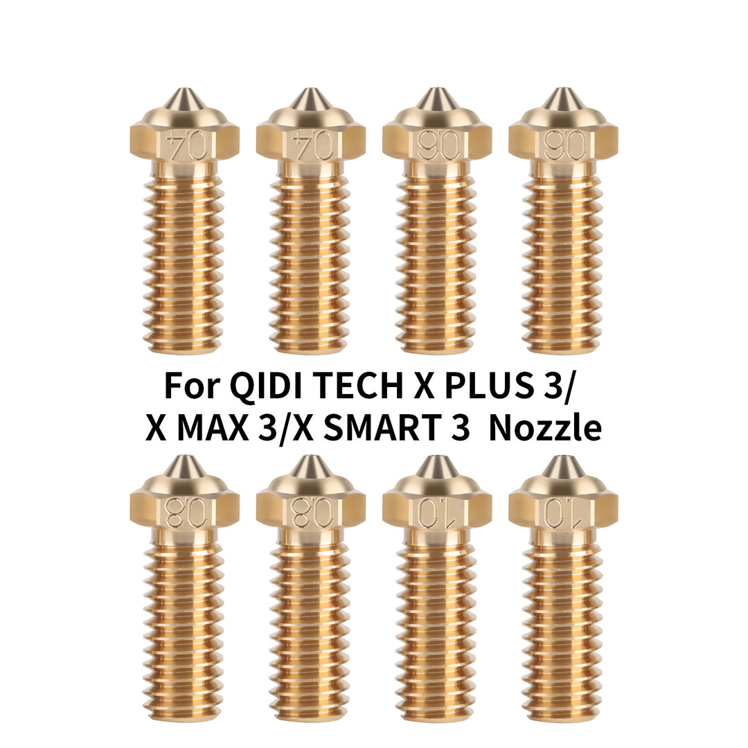 Iderformer 5PCS Brass Nozzles for X-PLUS3, 3D Printer Parts High Speed 0.4/0.6/0.8/1.0mm Brass Nozzles Kit for QIDI X-SMART3/X-PLUS3/X-MAX3