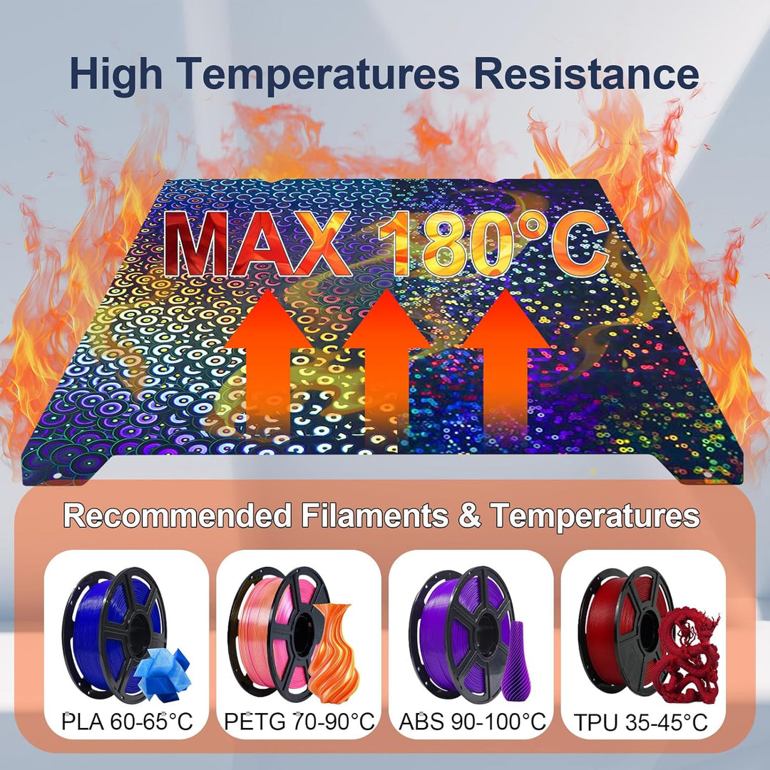 IdeaFormer Smooth Rainbow Circles + Kaleidoscope PEK Spring Steel Build Plate, 315×310mm for Creality K1 Max/Ender 3 V3 Plus